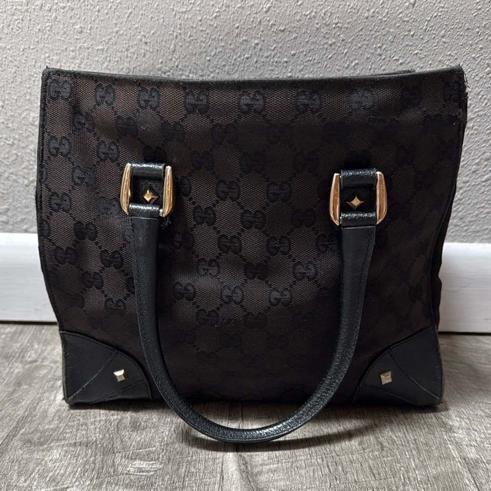 Authentic Gucci GG Monogram Vintage Canvas Black Tote
